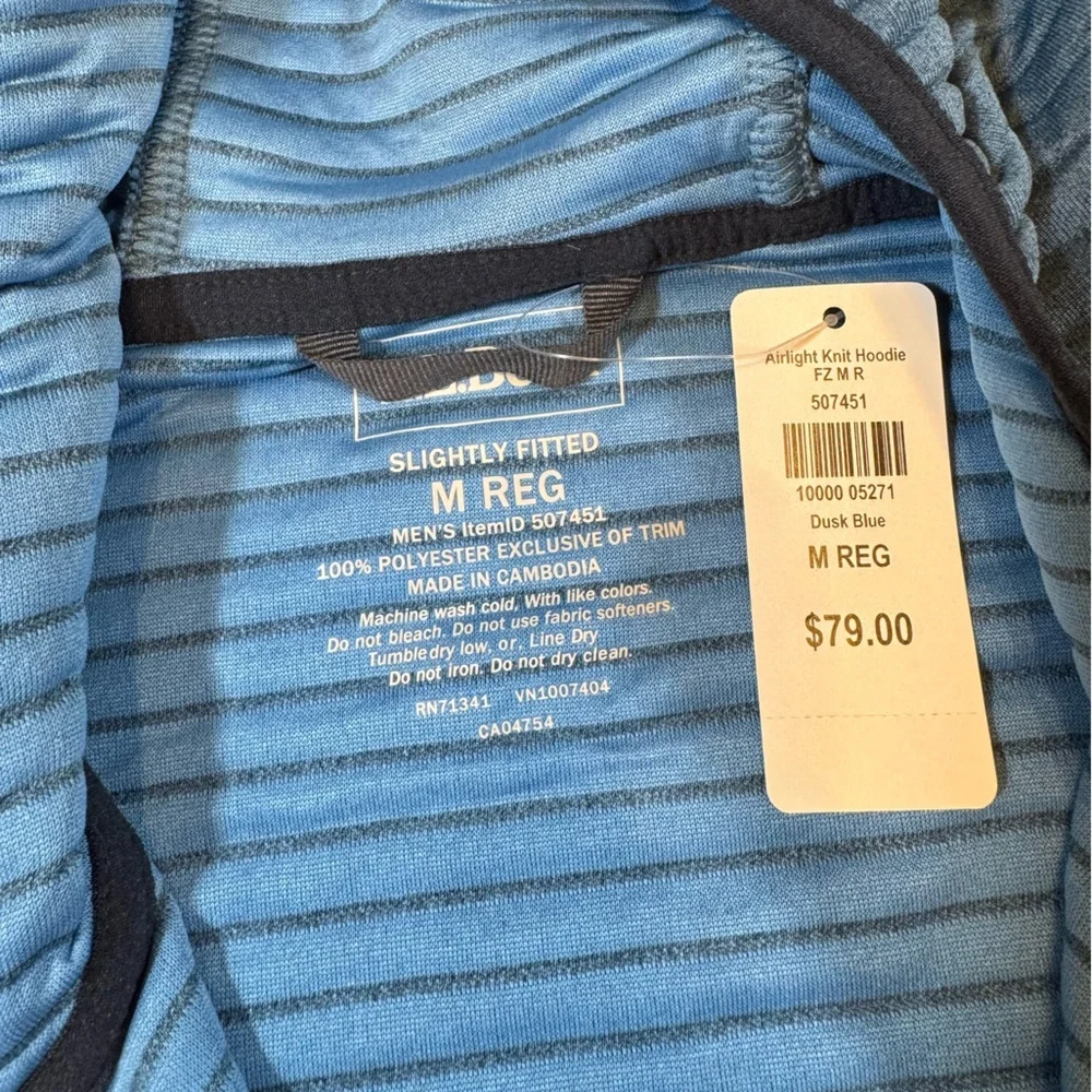 NWT L.L. Bean Men’s Blue Full-Zip Hooded Sweatshirt Jacket - Picture 4 of 8